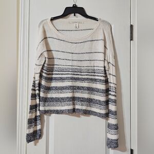 Max Studio White and Gray Striped Sweater